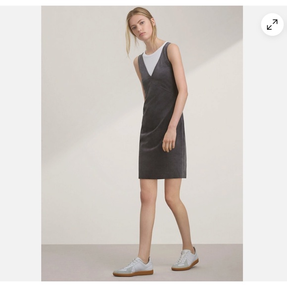 Wilfred Dresses & Skirts - Aritzia Wilfred Free Jones Black Faux Vegan Suede V-Neck Sleeveless Dress Siz 10